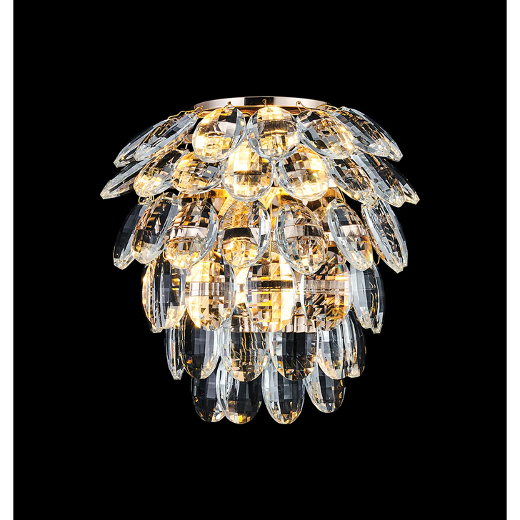 Diyas Coniston French Gold Crystal Bathroom Wall Light - IP44