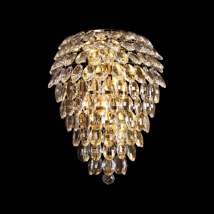 Diyas Coniston French Gold Extra Large Crystal Bathroom Wall Light - IP44