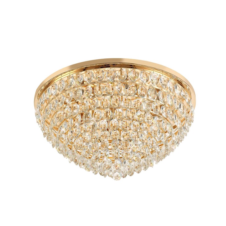 Diyas Coniston French Gold Flush 12 Light Crystal Ceiling Light