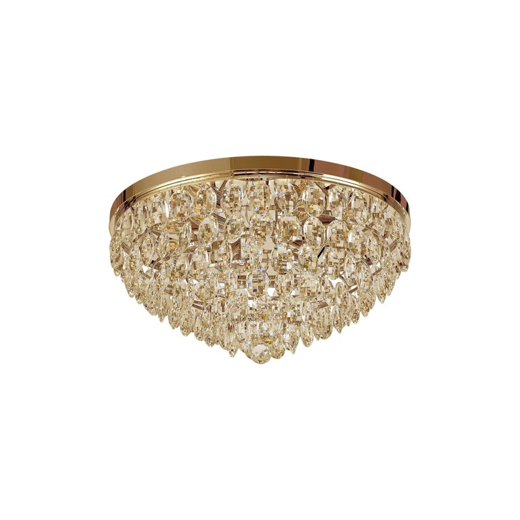 Diyas Coniston French Gold Flush 6 Light Crystal Ceiling Light