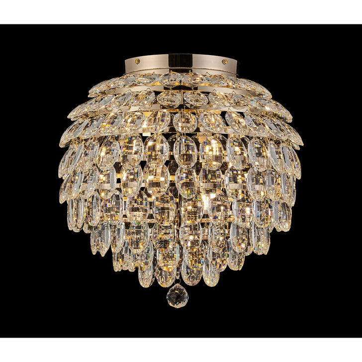 Diyas Coniston Large 8 Light Flush French Gold Crystal Bathroom Ceiling Light - IP44