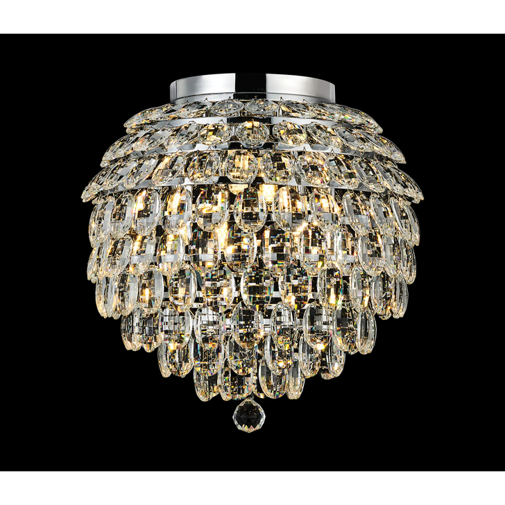 Diyas Coniston Large 8 Light Flush Polished Chrome Crystal Bathroom Ceiling Light - IP44