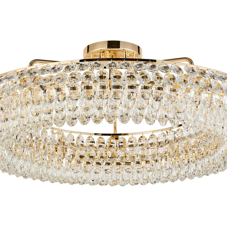 Diyas Coniston Large 95cm 15 Light Semi Flush French Gold Crystal Ceiling Light