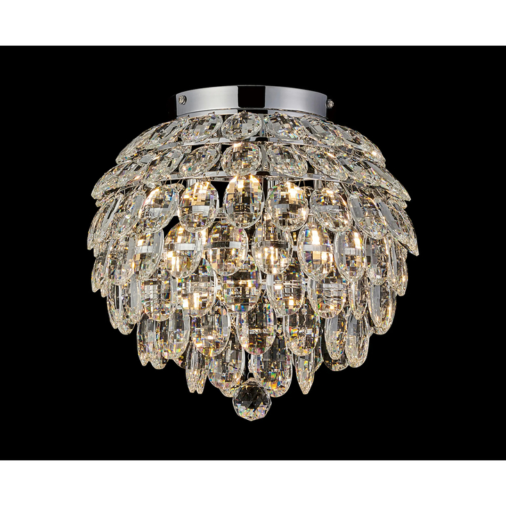 Diyas Coniston Medium 5 Light Flush Polished Chrome Crystal Bathroom Ceiling Light - IP44