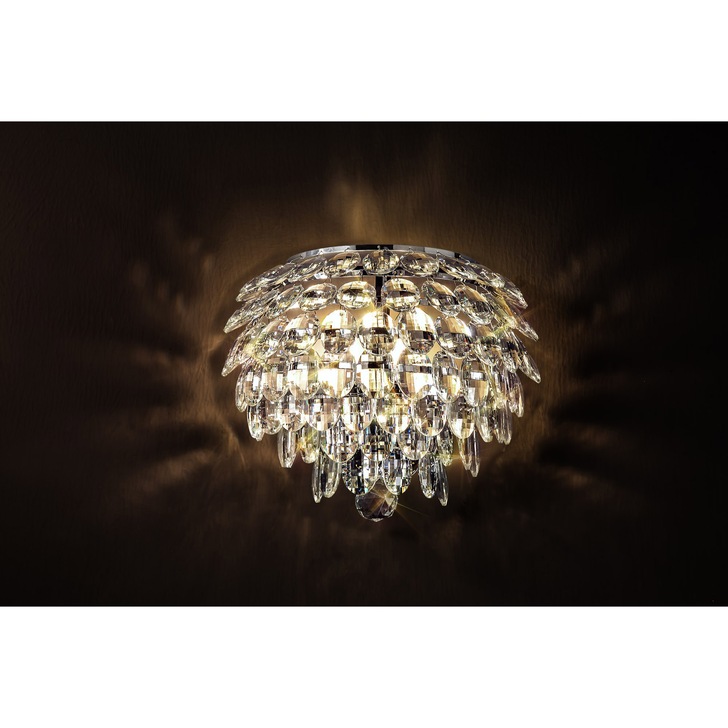 Diyas Coniston Polished Chrome 2 Light Large Crystal Wall Light - IL32828