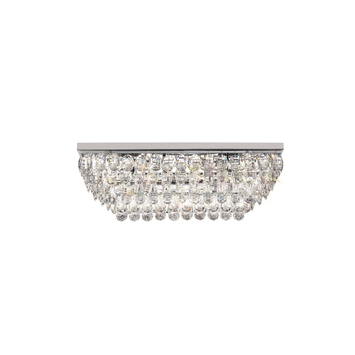 Diyas Coniston Polished Chrome 5 Light Rectangular Flush Crystal Ceiling Light - IL32824