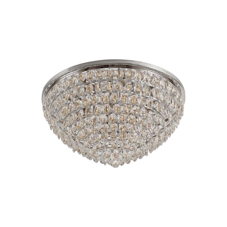 Diyas Coniston Polished Chrome Flush 12 Light Crystal Ceiling Light