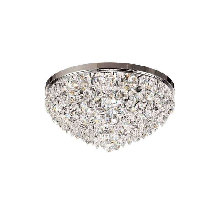 Diyas Coniston Polished Chrome Flush 6 Light Crystal Ceiling Light