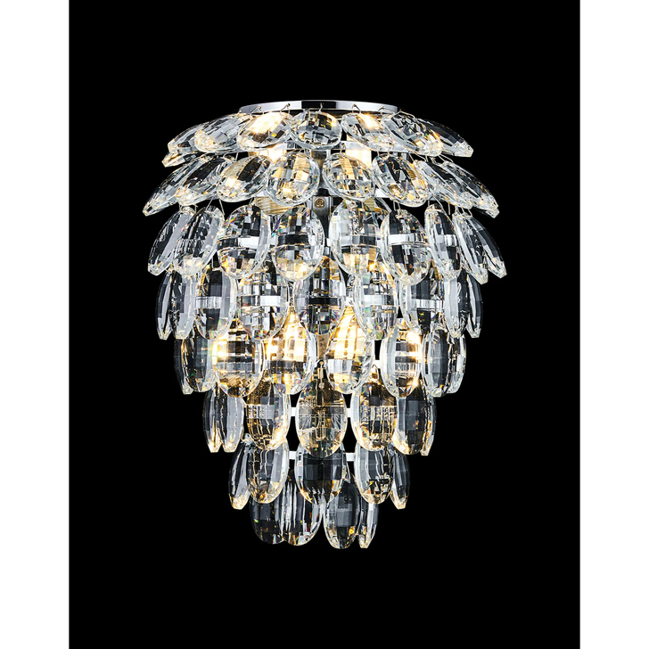 Diyas Coniston Polished Chrome Large Crystal Bathroom Wall Light - IP44