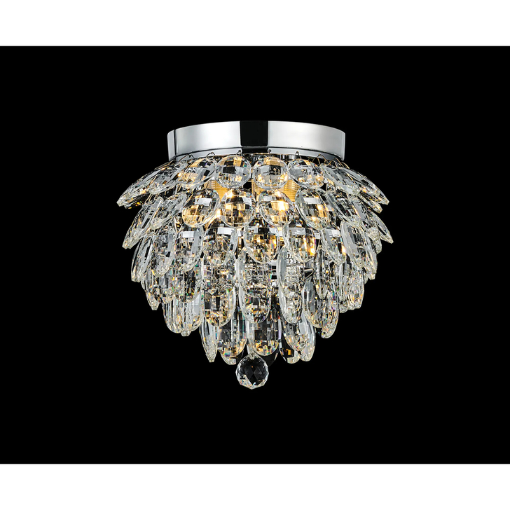 Diyas Coniston Small 3 Light Flush Polished Chrome Crystal Bathroom Ceiling Light - IP44