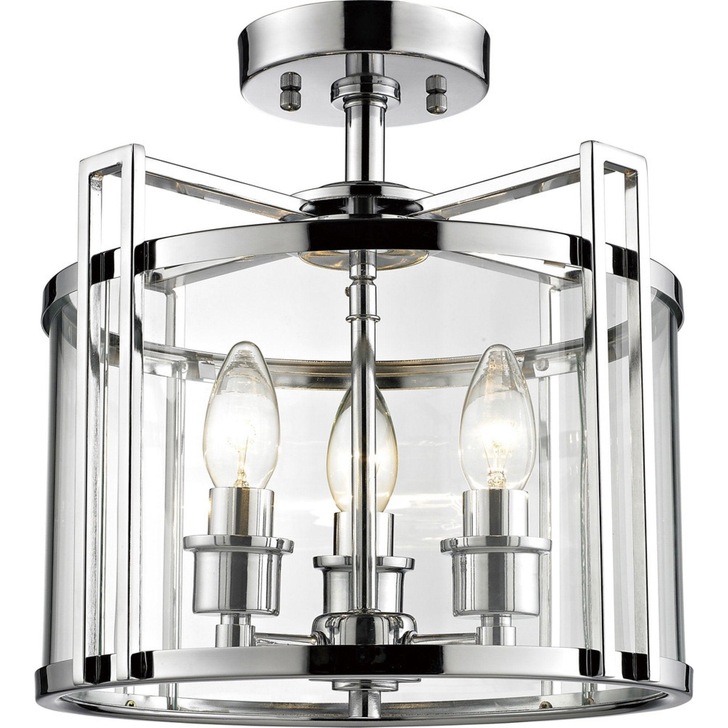 Diyas Eaton IL31080 Polished Chrome 3 Light Semi Flush Ceiling Light