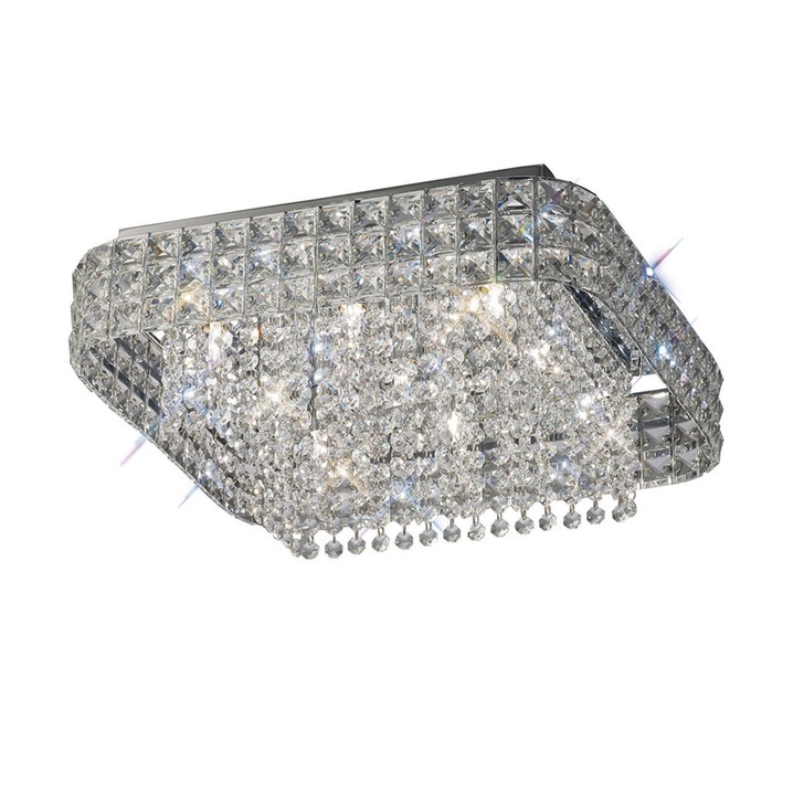 Diyas Edison IL31153 Polished Chrome 9 Light Flush Crystal Ceiling Light