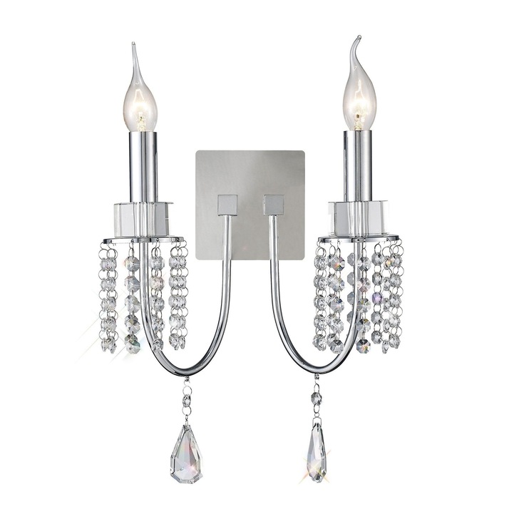 Diyas Emily IL31541 Polished Chrome 2 Light Crystal Wall Light