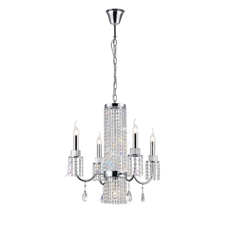 Diyas Emily IL31542 Polished Chrome 5 Light Crystal Chandelier