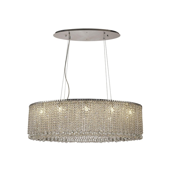 Diyas Empire IL31734 Polished Chrome 10 Light Oval Crystal Pendant