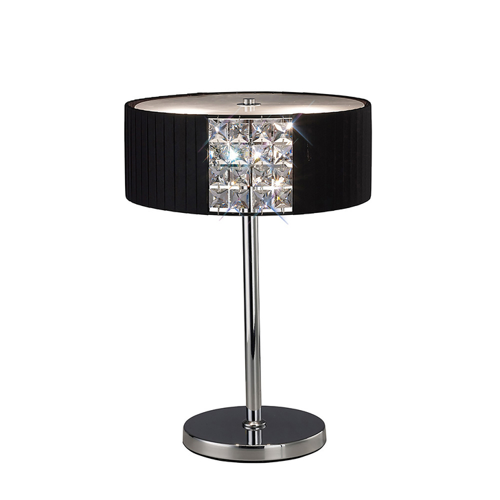 Diyas Evelyn IL31170/BL Polished Chrome/Crystal 2 Light Table Lamp Complete With Black Shade