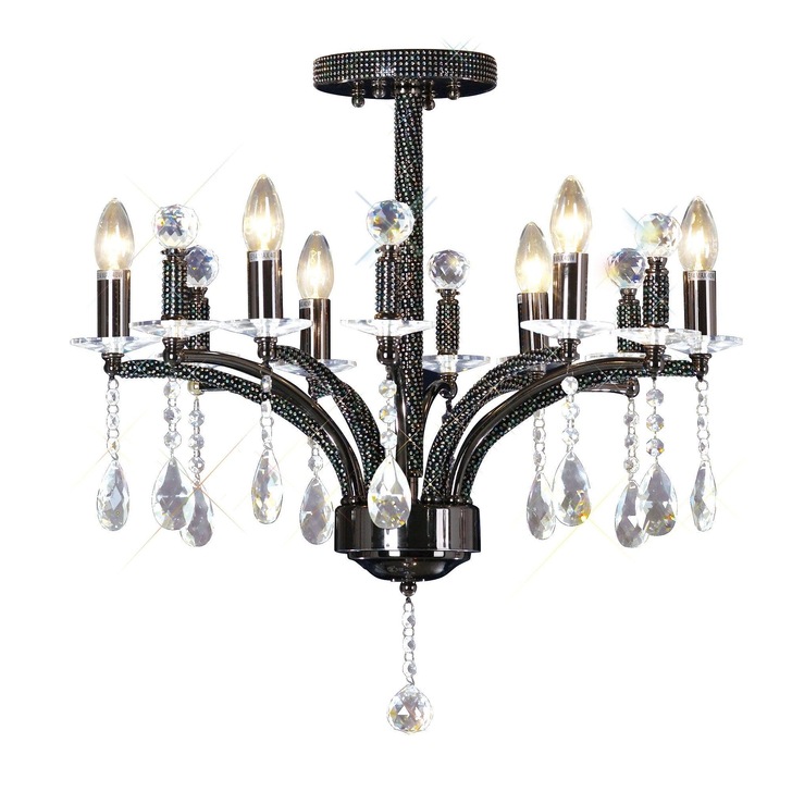 Diyas Fiore IL30366 Black Chrome 6 Light Crystal Chandelier