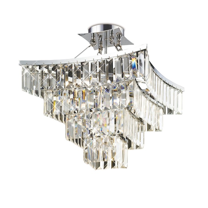 Diyas Gianni IL30642 Polished Chrome 5 Light Semi Flush Crystal Ceiling Light