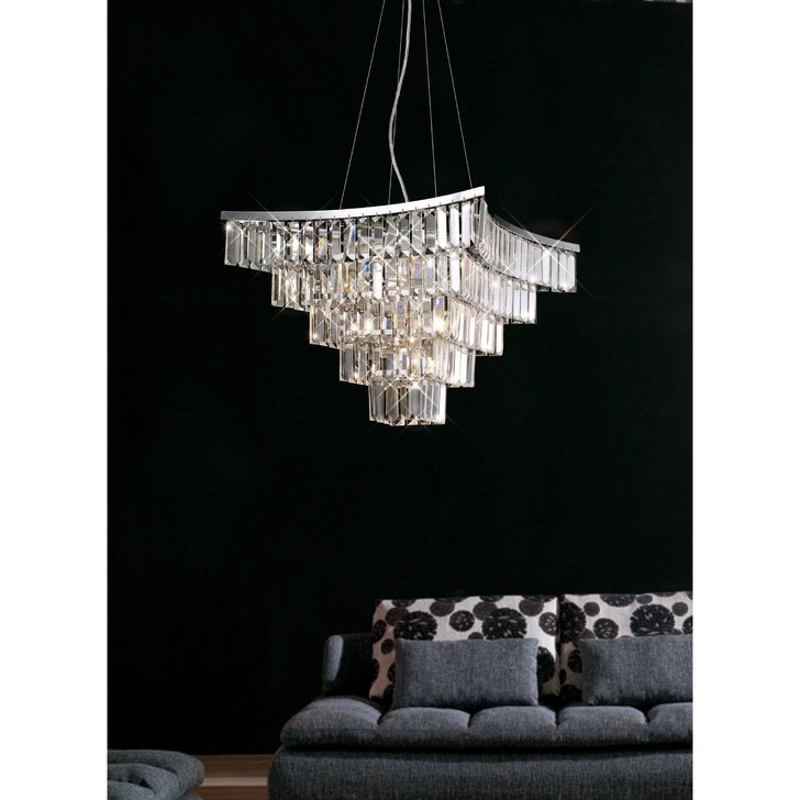 Diyas Gianni IL30643 Polished Chrome 9 Light Crystal Pendant