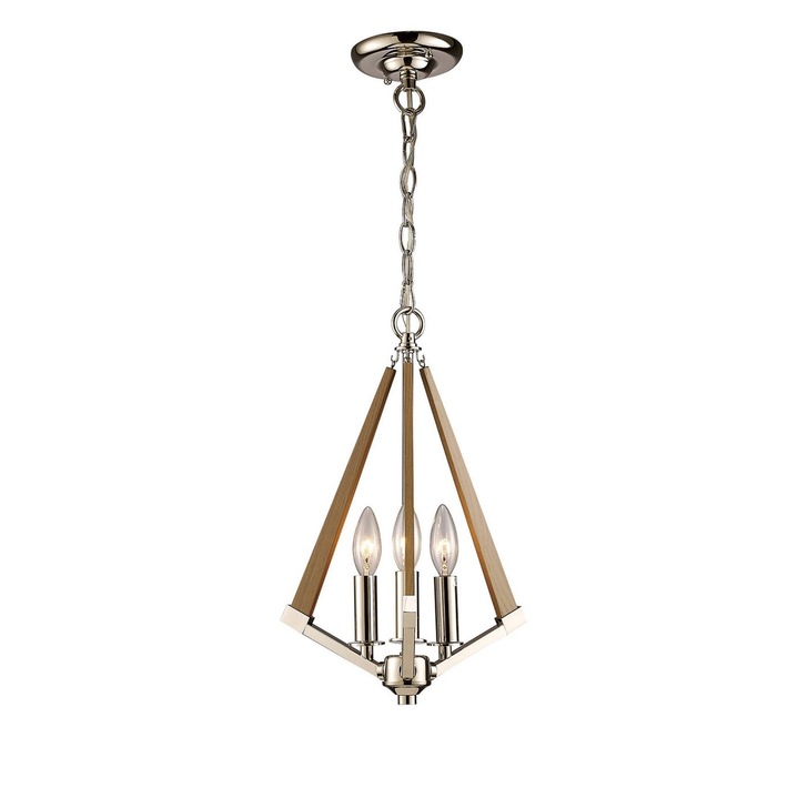 Diyas Hilton IL31681 Polished Nickel/Wood 3 Light Chandelier