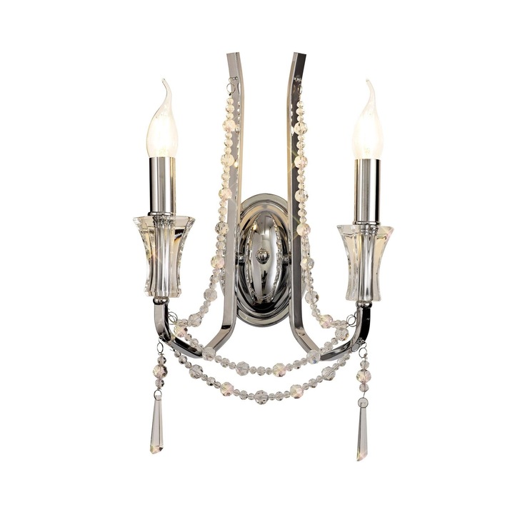 Diyas IL31741 Armand Polished Chrome Double Crystal Wall Light