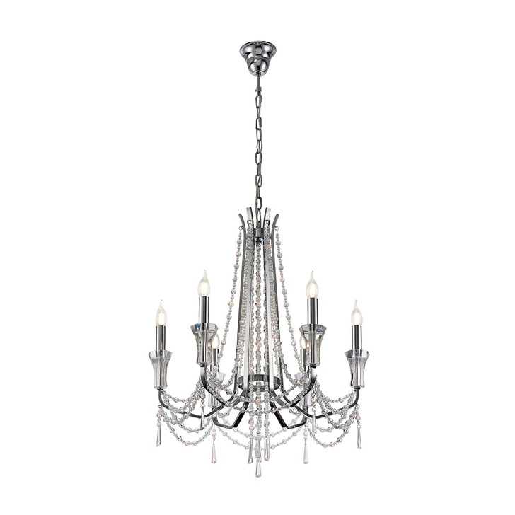 Diyas IL31743 Armand Polished Chrome 6 Light Crystal Chandelier