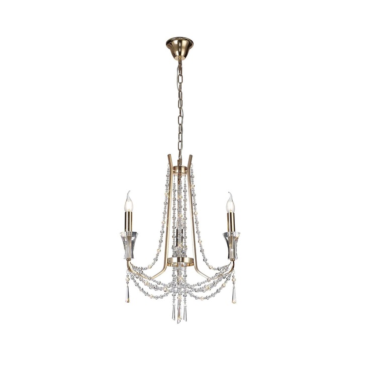 Diyas IL31752 Armand French Gold 3 Light Crystal Chandelier