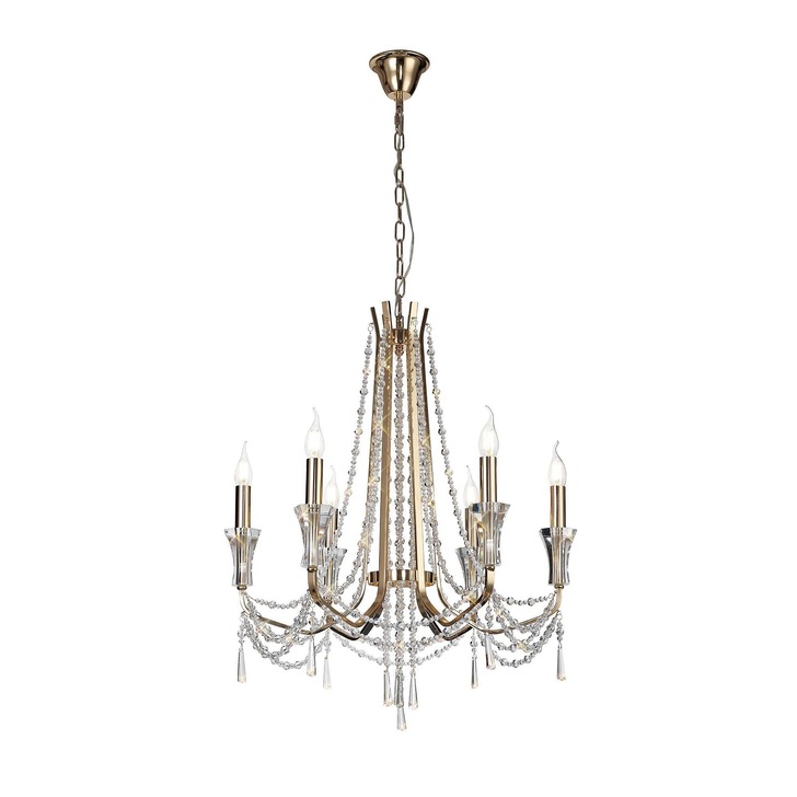 Diyas IL31753 Armand French Gold 6 Light Crystal Chandelier