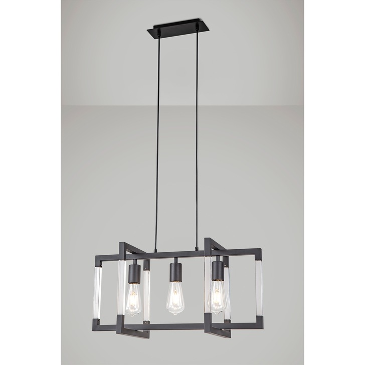 Diyas IL32785 Canto Rectangular 3 Light Linear Graphite Pendant