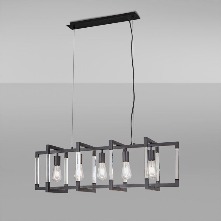 Diyas IL32785 Canto Rectangular 5 Light Linear Graphite Pendant