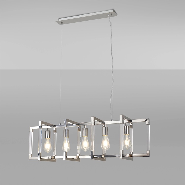 Diyas IL32785 Canto Rectangular 5 Light Linear Polished Nickel Pendant