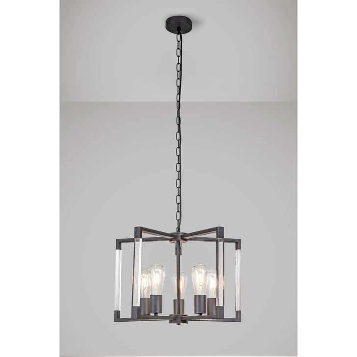 Diyas IL32785 Canto Round 5 Light Linear Graphite Pendant