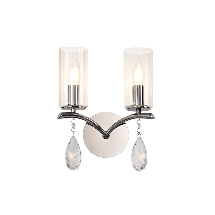 Diyas IL32791 Rhea Polished Chrome Crystal Double Wall Light