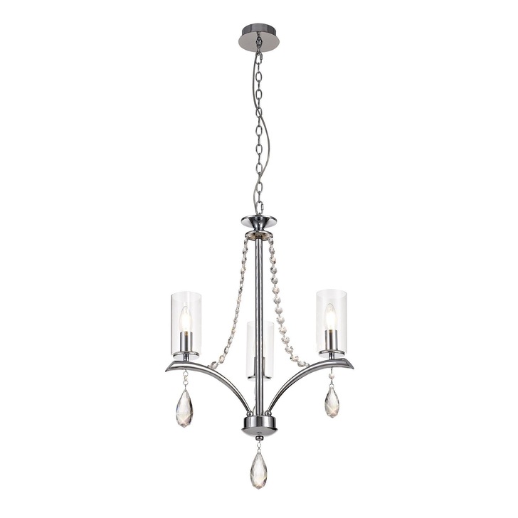 Diyas IL32793 Rhea Polished Chrome 3 Light Crystal Chandelier