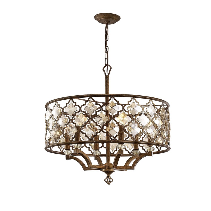 Diyas Indie IL31696 Mocha 6 Light Crystal Pendant