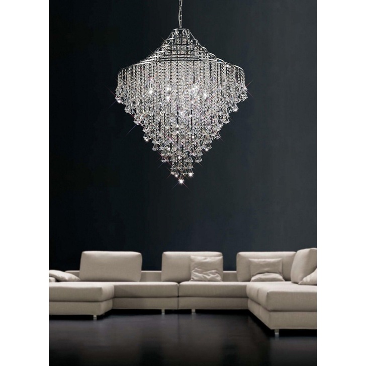 Diyas Inina IL30773 Polished Chrome 9 Light Crystal Pendant