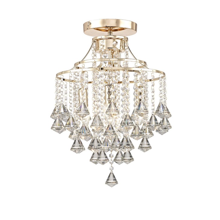 Diyas Inina IL32770 French Gold 4 Light Semi Flush Crystal Ceiling Light