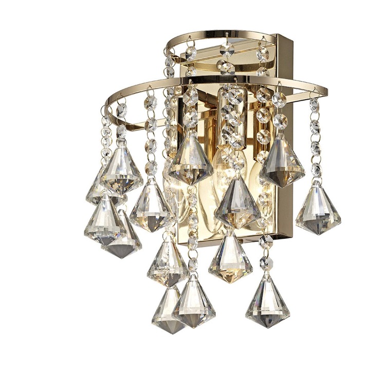 Diyas Inina IL32774 French Gold 2 Light Crystal Wall Light