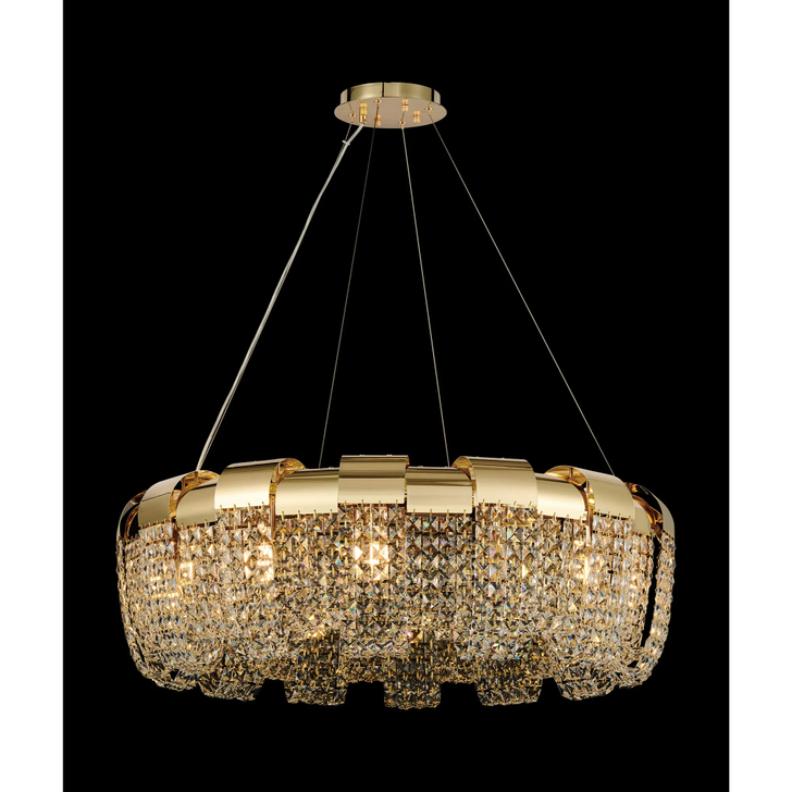 Diyas Kalani French Gold Finish Large 14 Light Crystal Pendant - 60cm