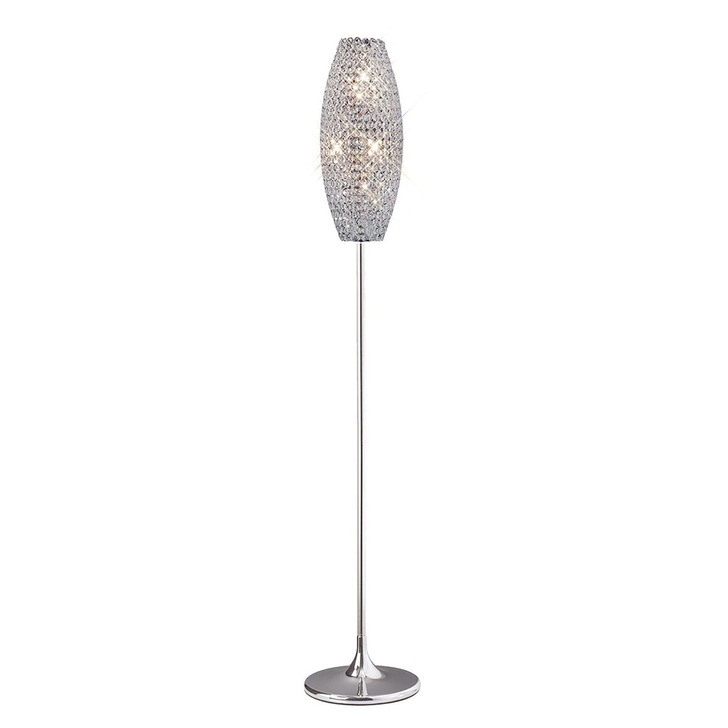 Diyas Kos IL30412 Polished Chrome 4 Light Crystal Floor Lamp