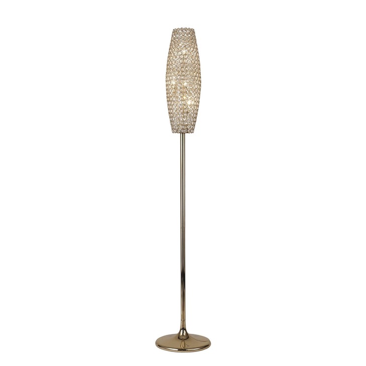 Diyas Kos IL30768 French Gold 4 Light Crystal Floor Lamp