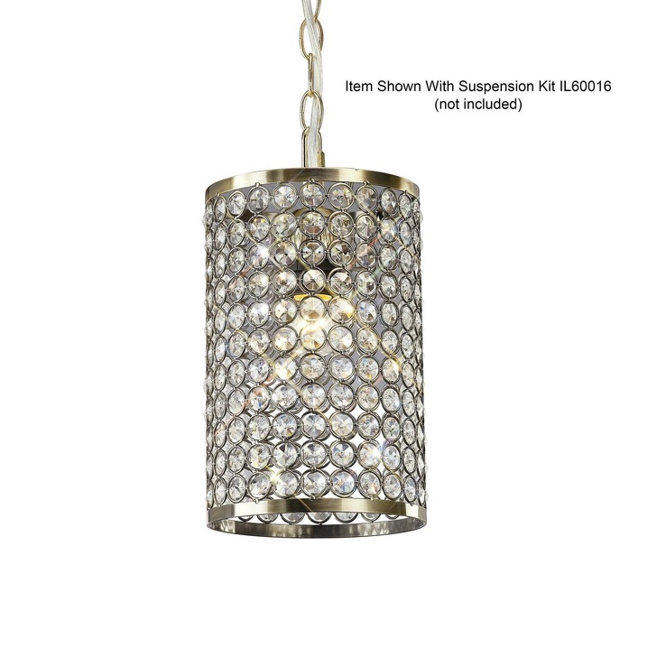 Diyas Kudo IL60030 Antique Brass Crystal Non-Electric Shade