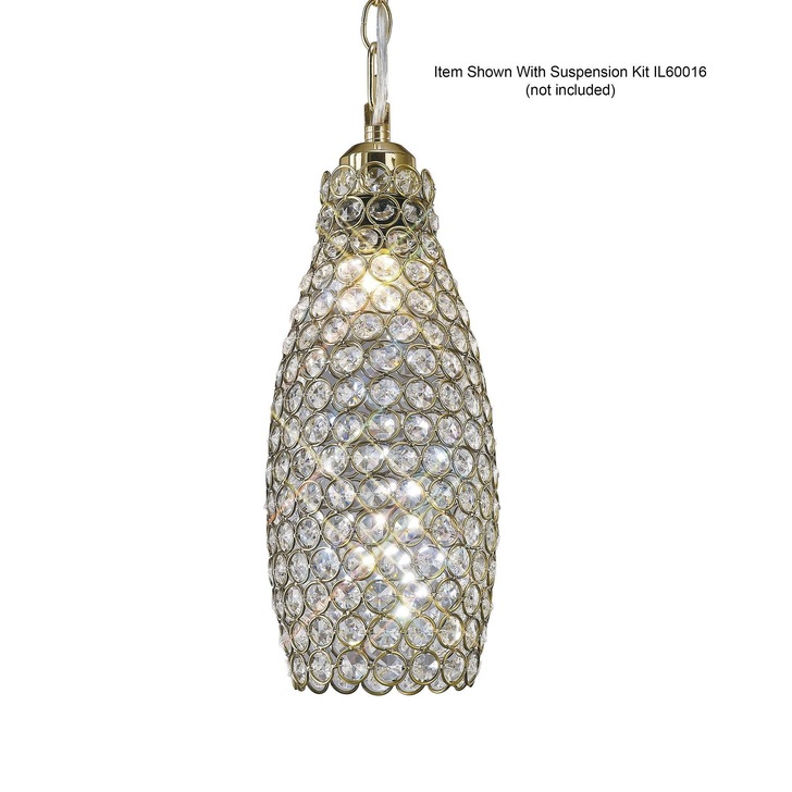 Diyas Kudo IL60033 Antique Brass Crystal Non-Electric Shade