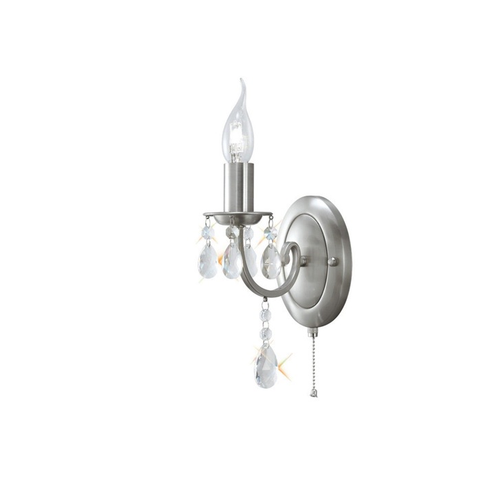 Diyas Kyra IL30971 Satin Nickel 1 Light Crystal Wall Light