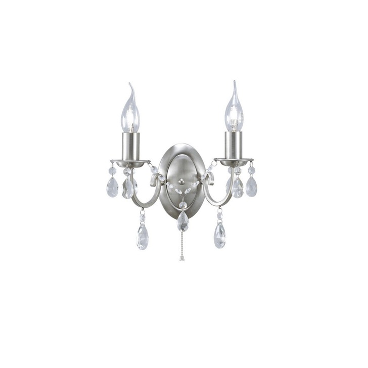 Diyas Kyra IL30972 Satin Nickel 2 Light Crystal Wall Light