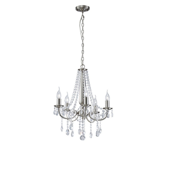 Diyas Kyra IL30975 Satin Nickel 5 Light Crystal Chandelier