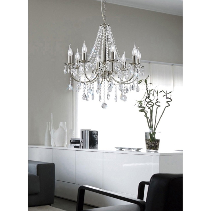 Diyas Kyra IL30978 Satin Nickel 8 Light Crystal Chandelier