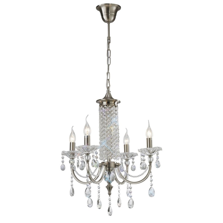 Diyas Leana IL32084 Satin Nickel 4 Light Crystal Chandelier