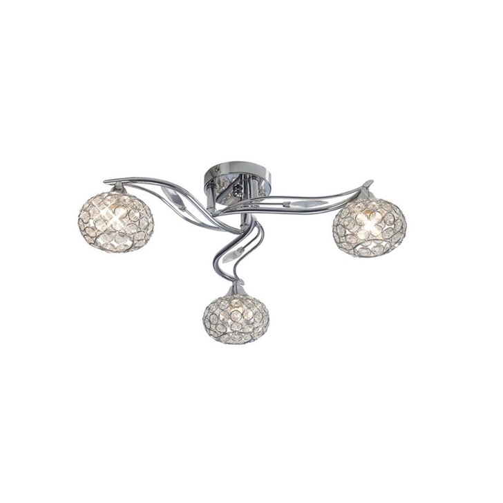 Diyas Leimo IL30953 Polished Chrome 3 Light Flush Crystal Ceiling Light