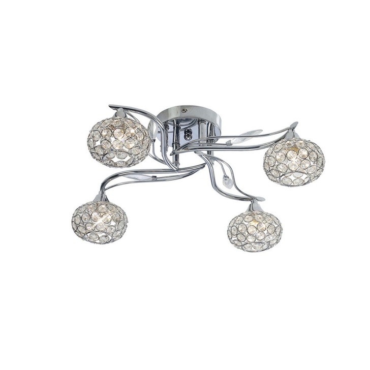 Diyas Leimo IL30954 Polished Chrome 4 Light Flush Crystal Ceiling Light